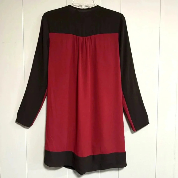 BCBGMAXAZRIA Merlot and Black Colorblock Long Sleeve Giada Dress Size XS - Picture 3 of 9